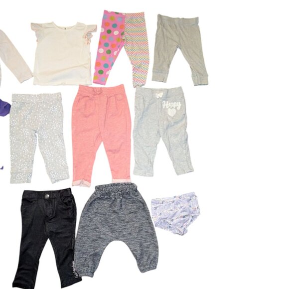 Huge Lot 13 Infant Girls Long Sleeve Shirt Tee Pants Leggings Bloomers Onesies - Picture 3 of 3